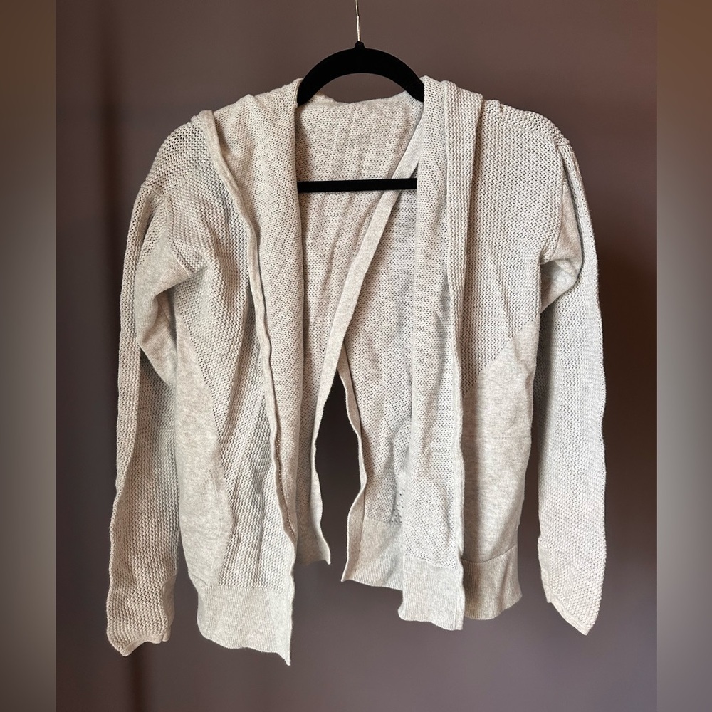 Lululemon Still Movements Open Back Hooded Knit Sweater Gray Size 2 - Picture 5 of 10